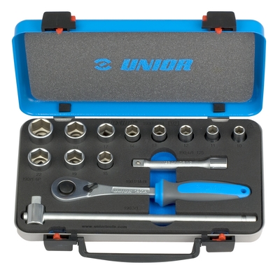 Trusa capete chei tubulare 1/2" in cutie metalica - 190BI6P14 Unior, Dim. / Bucati: 10 - 24 / 14