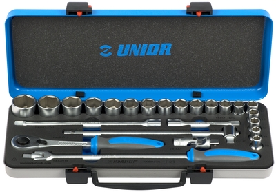 Trusa capete chei tubulare 1/2" in cutie metalica - 190BI6P24 Unior, Numar de piese in pachet: 10 - 32 / 24